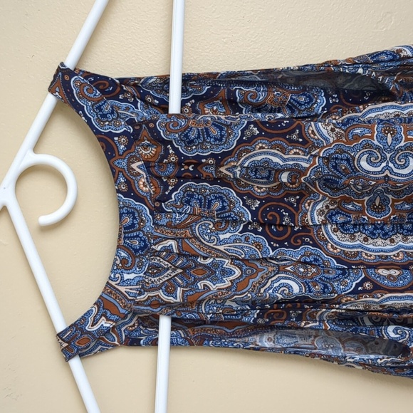 Medium Elodie Tassel Blue and Brown Shirt Top Soft Comfy Lightweight - Picture 8 of 10